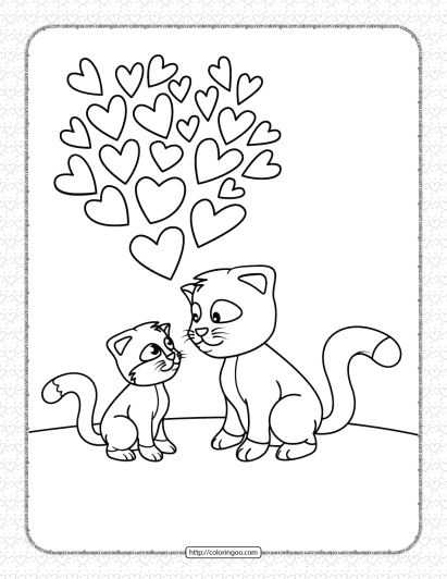 printable love of cats coloring page