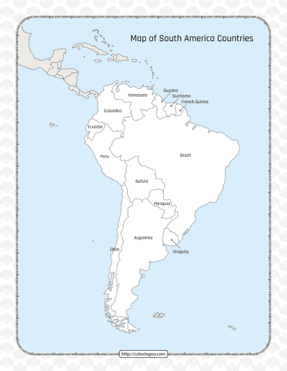 printable map of south america countries worksheet