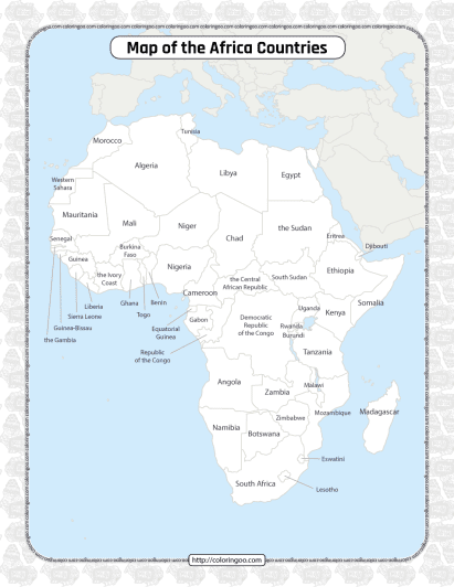 printable map of the africa countries worksheet