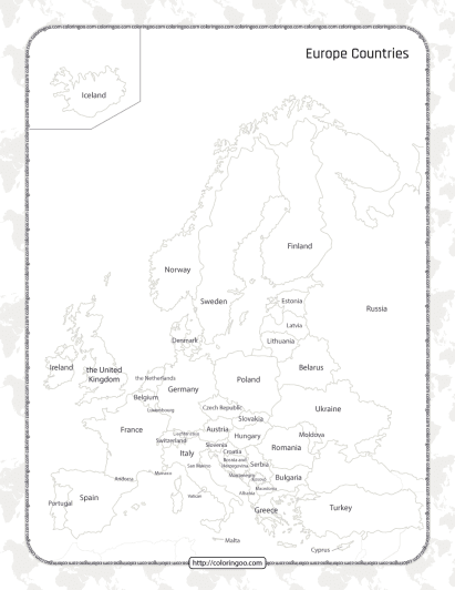 printable map of the europe countries worksheet