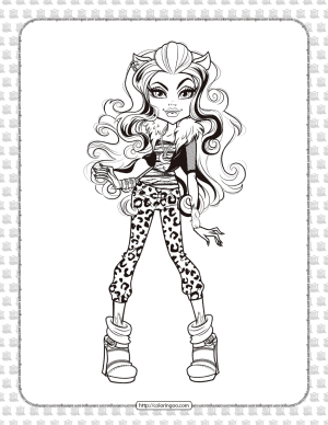 printable monster high clawdeen wolf coloring page