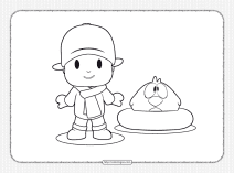 printable pocoyo and sleepy bird coloring page