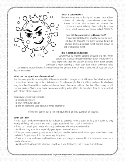 printable what is coronavirus worksheet