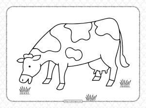 Free Printable Grazing Cow Coloring Page