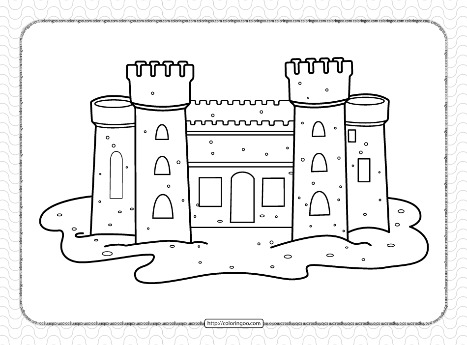 free printable sand castle pdf coloring page
