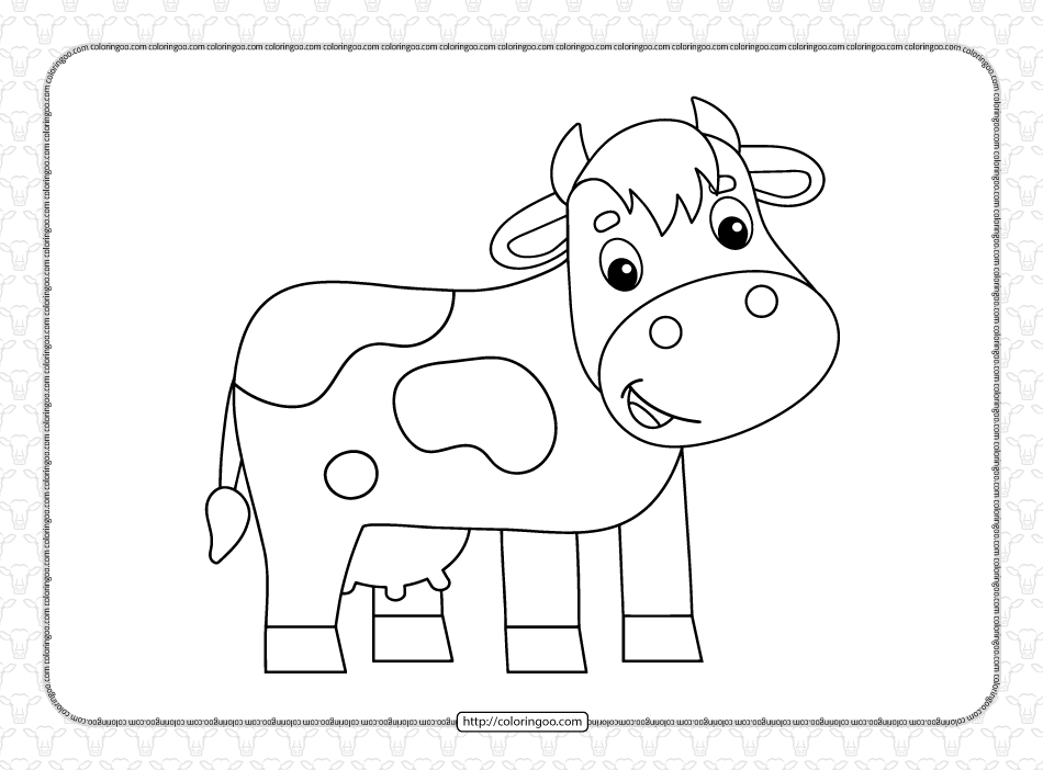 free printable sweet cow coloring page