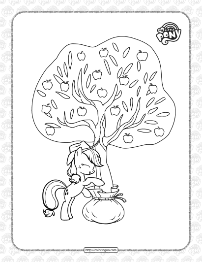 mlp applejack under the tree coloring page