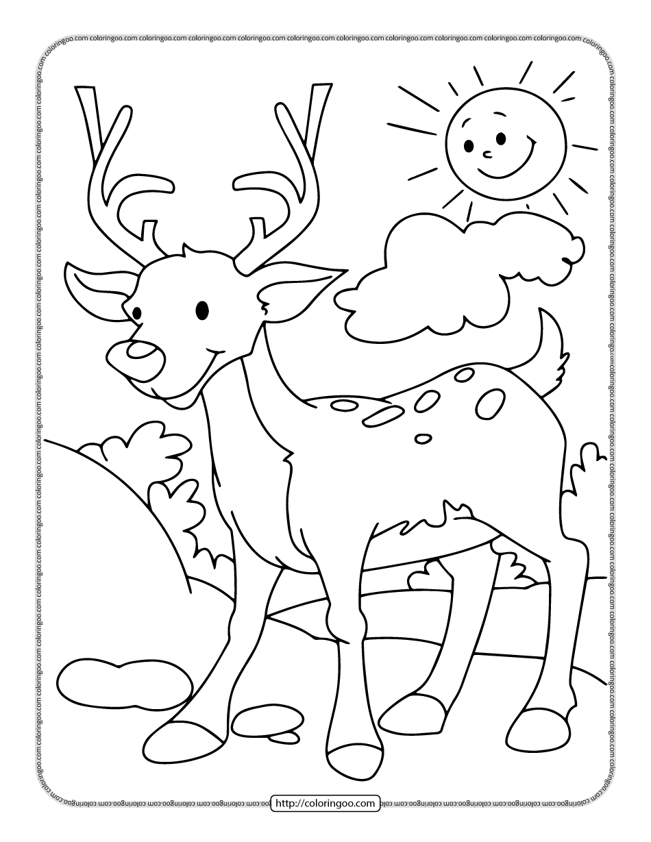 printable deer coloring page