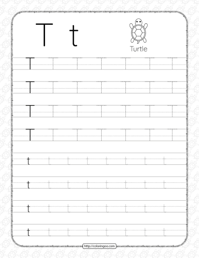 printable dotted letter t tracing pdf worksheet