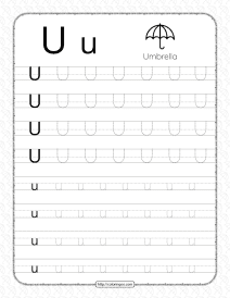 printable dotted letter u tracing pdf worksheet