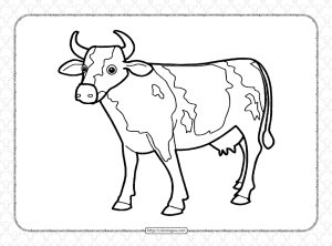 printable hand drawn cow coloring page