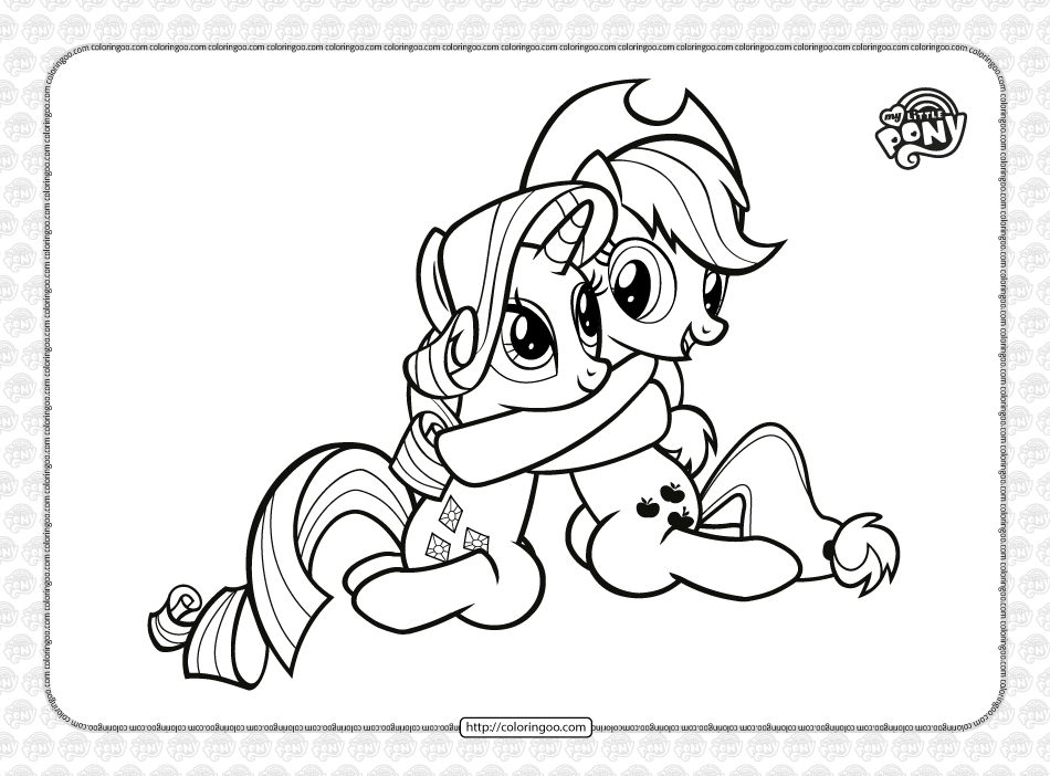 printable mlp rarity and applejack coloring page