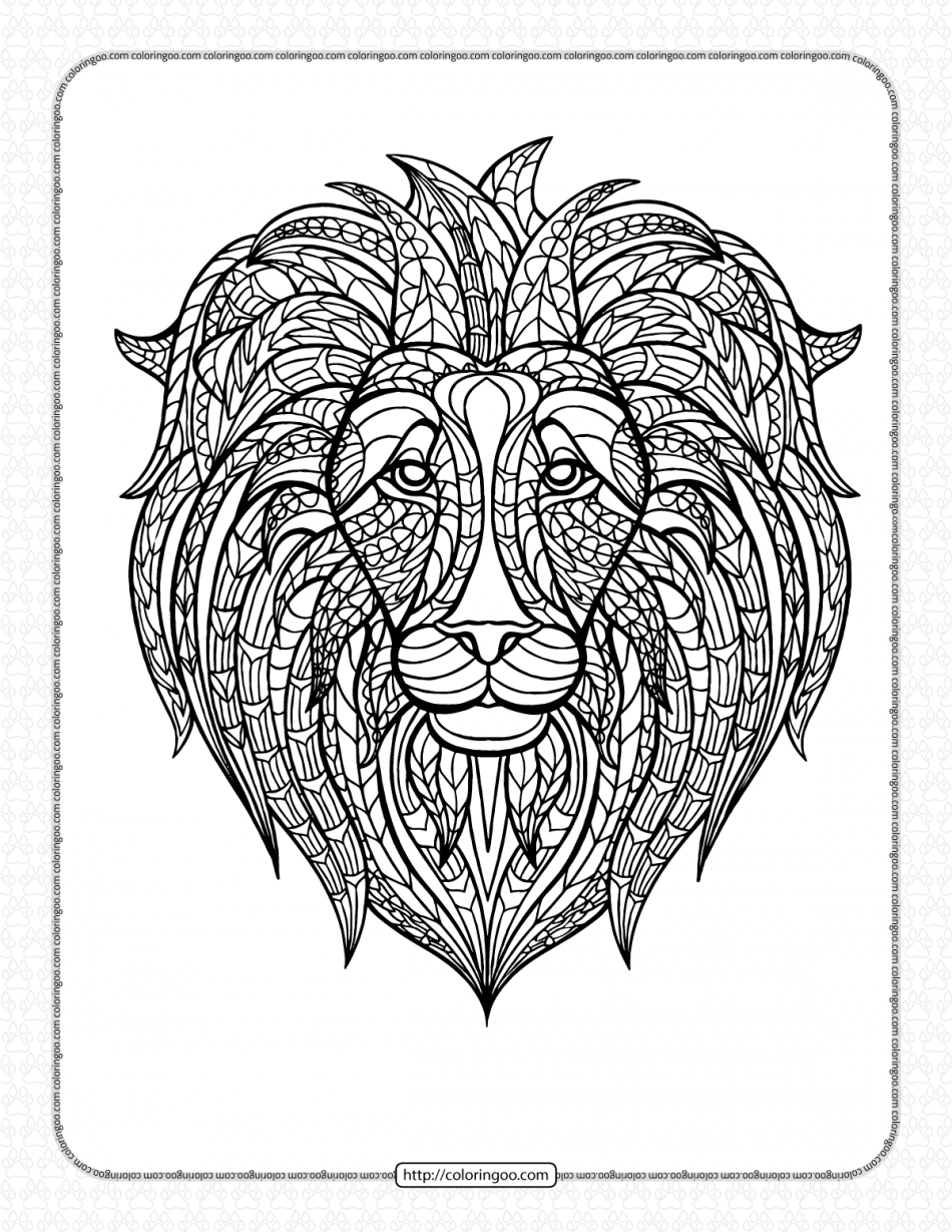 Free Printable Lion Head Pdf Coloring Page