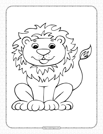 free printable lion pdf coloring page