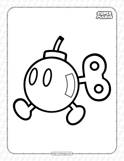 free super mario bombette coloring page