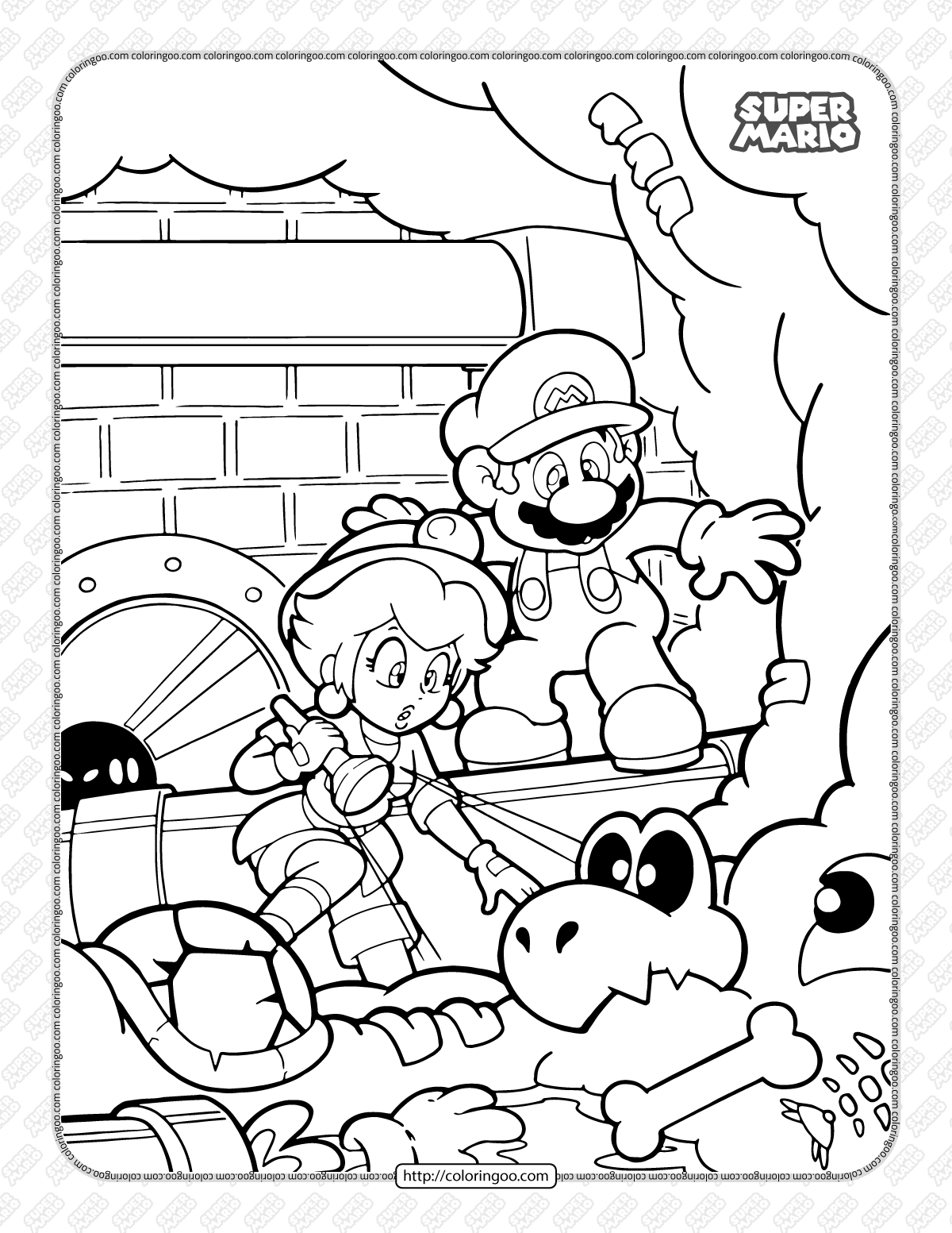 free super mario pdf coloring book for kids