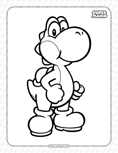 free super mario yoshi coloring page