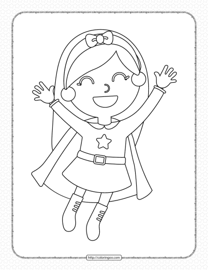 girl wearing superhero costume coloring page