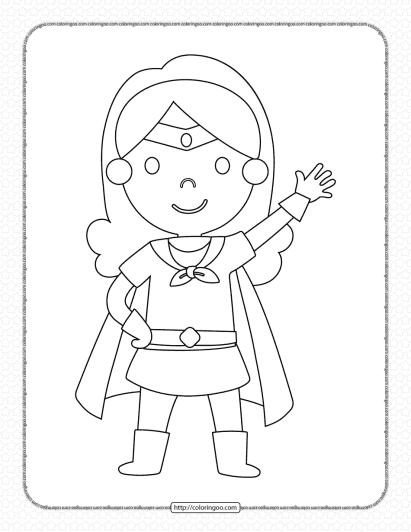 girl wearing superhero costume coloring pages