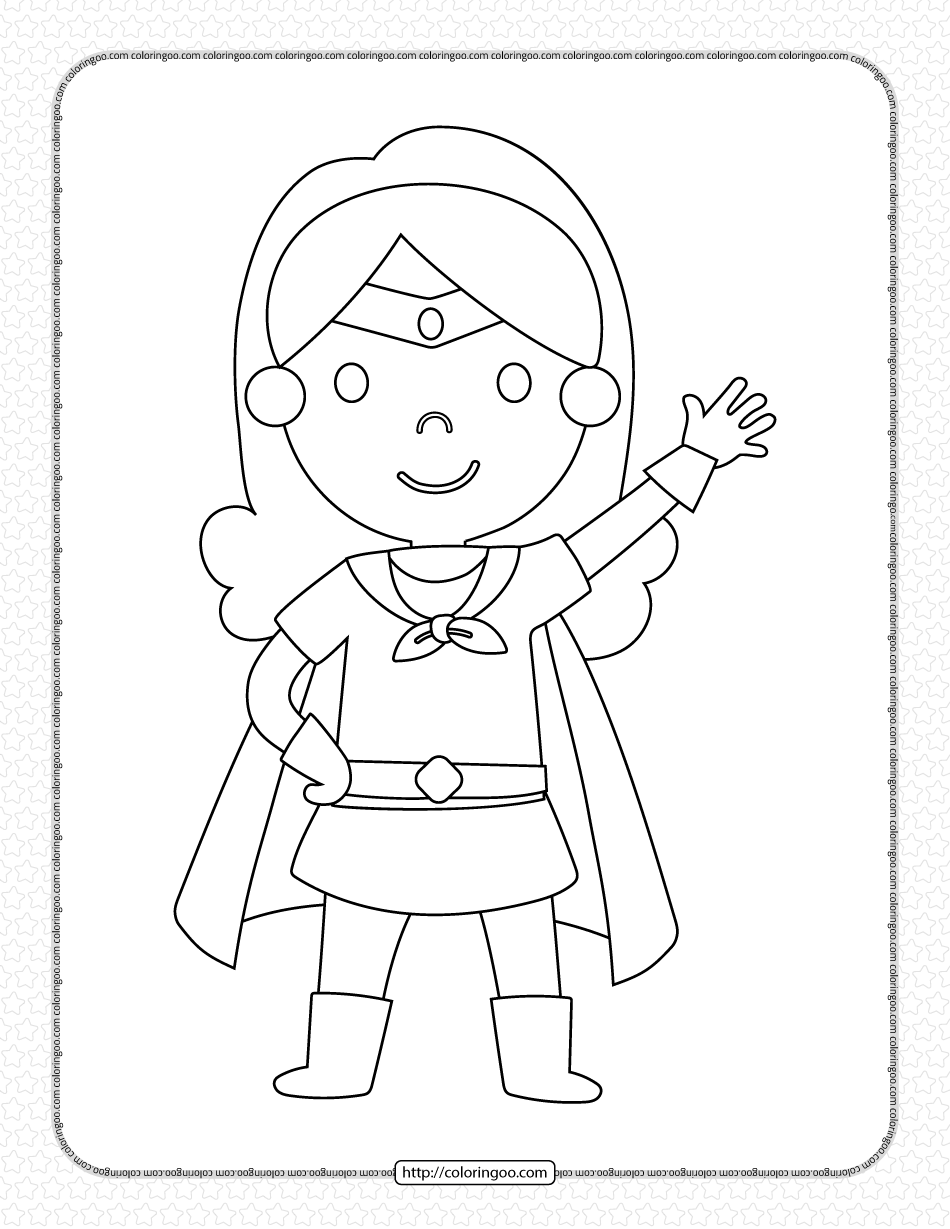 girl wearing superhero costume coloring pages
