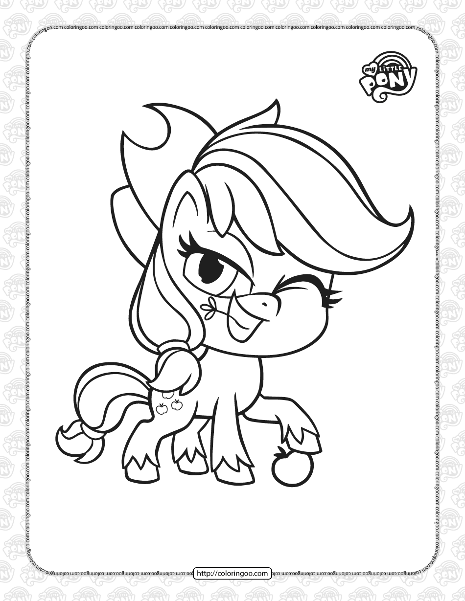 mlp pony life applejack coloring page for kids