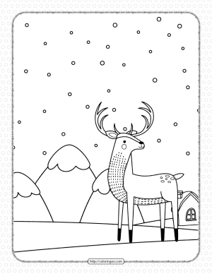 Printable Arctic Deer Coloring Pages for Kids