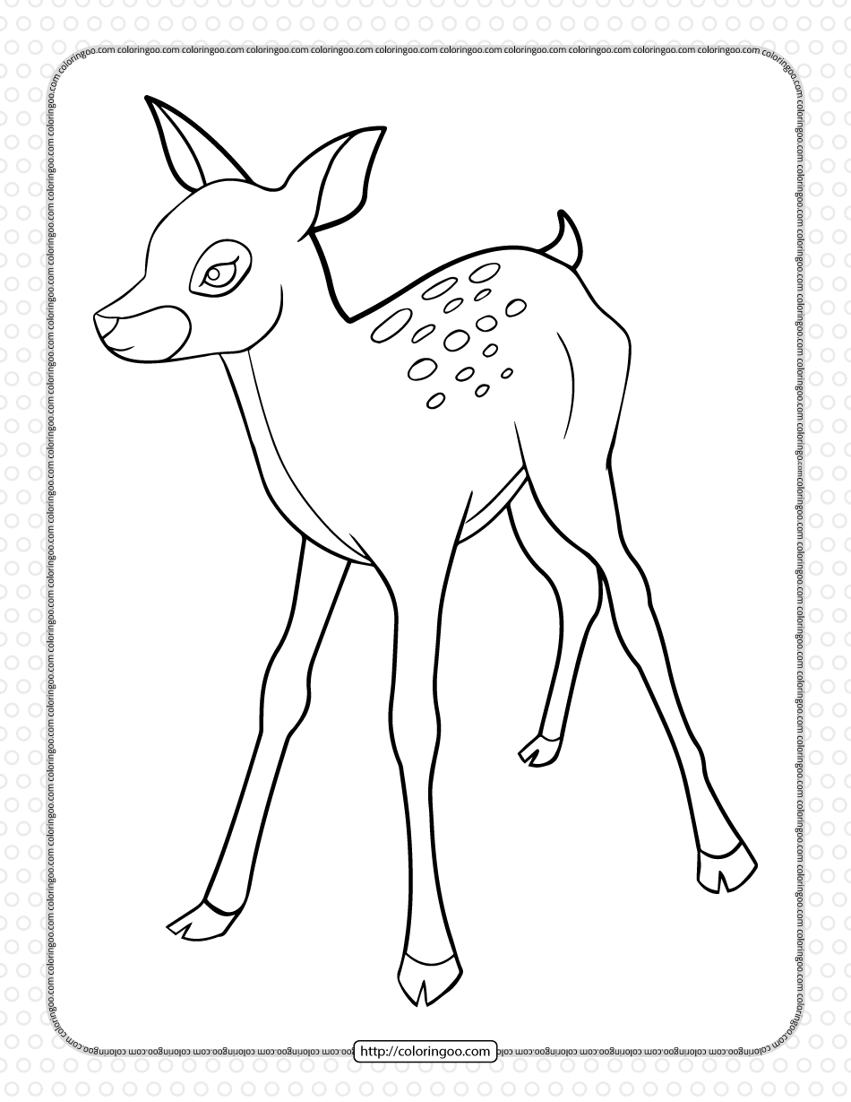 printable baby deer pdf coloring page