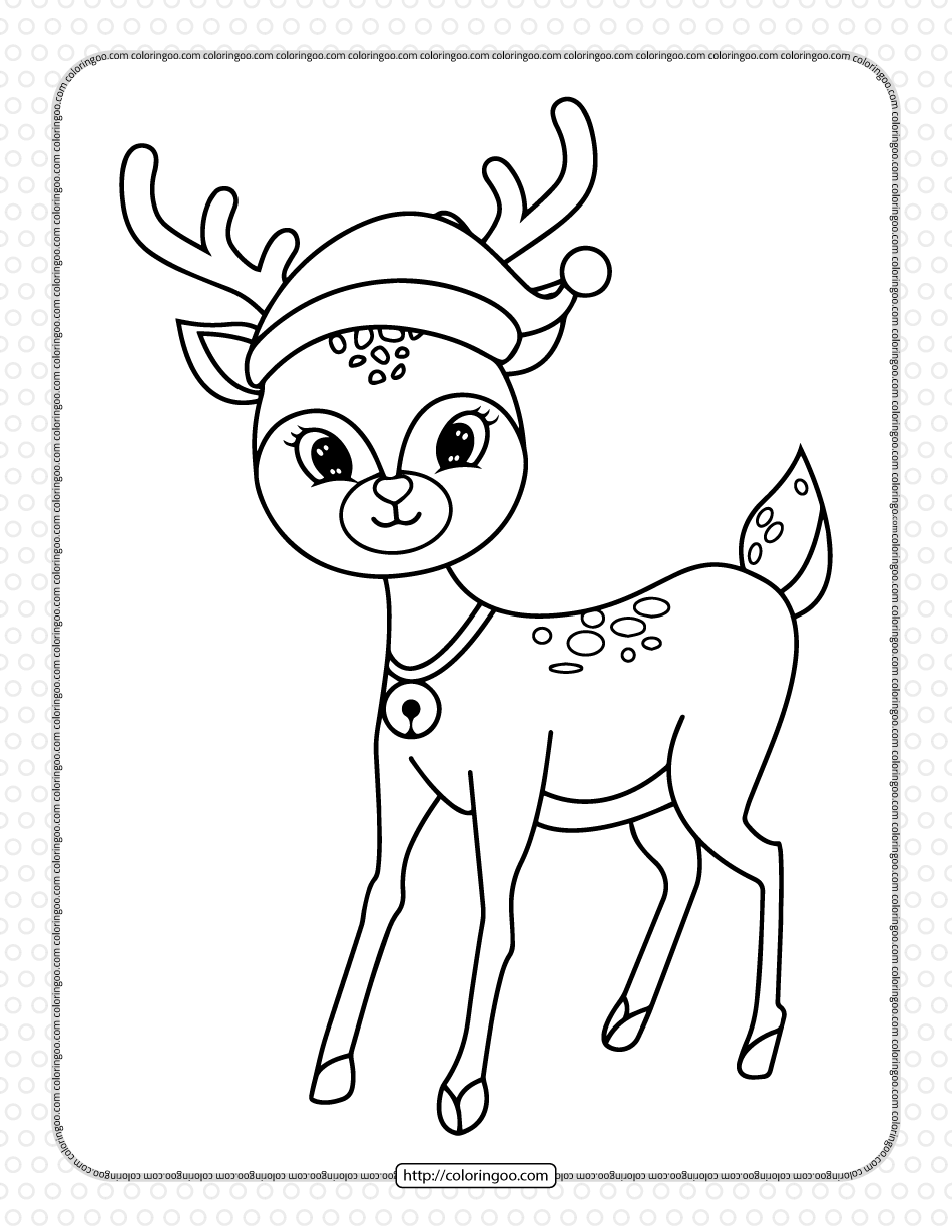Printable Christmas Reindeer Coloring Pages for Kids