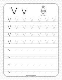 printable dotted letter v tracing pdf worksheet