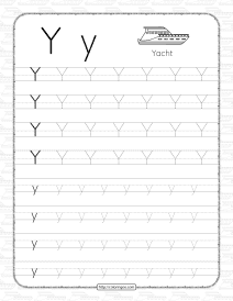 printable dotted letter y tracing pdf worksheet