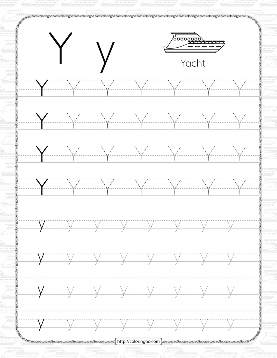 Printable Dotted Letter Y Tracing Pdf Worksheet