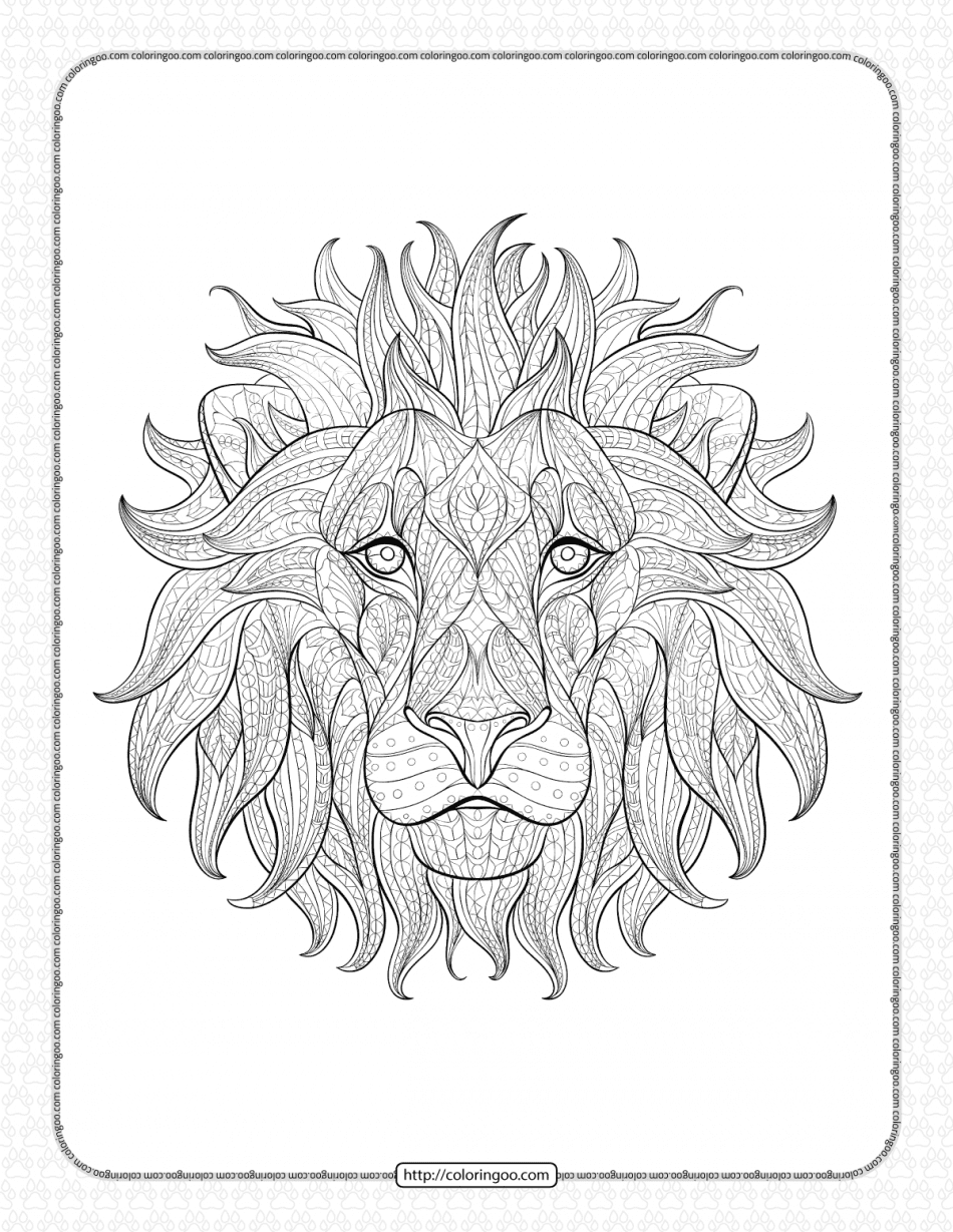 Printable Lion Head Coloring Book for Adults
