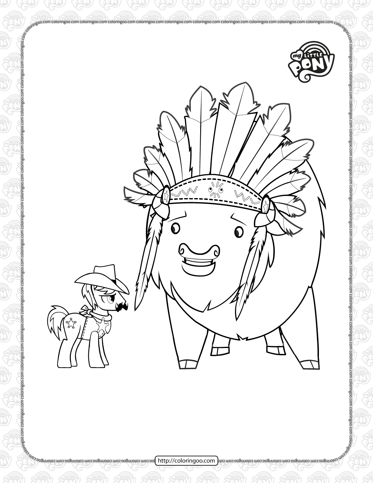 Printable MLP Over a Barrel Pdf Coloring Page