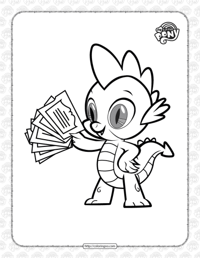 printable mlp spike the dragon pdf coloring book