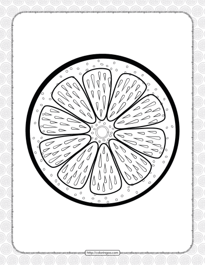 printable orange slice pdf coloring page