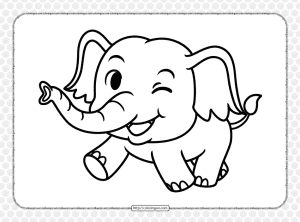 Cute Baby Elephant Coloring Page for Kids