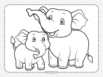 elephant and calf coloring page for kids