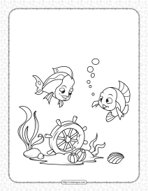 fish near the sunken coloring page