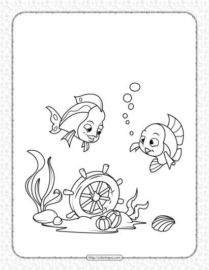 fish near the sunken coloring page