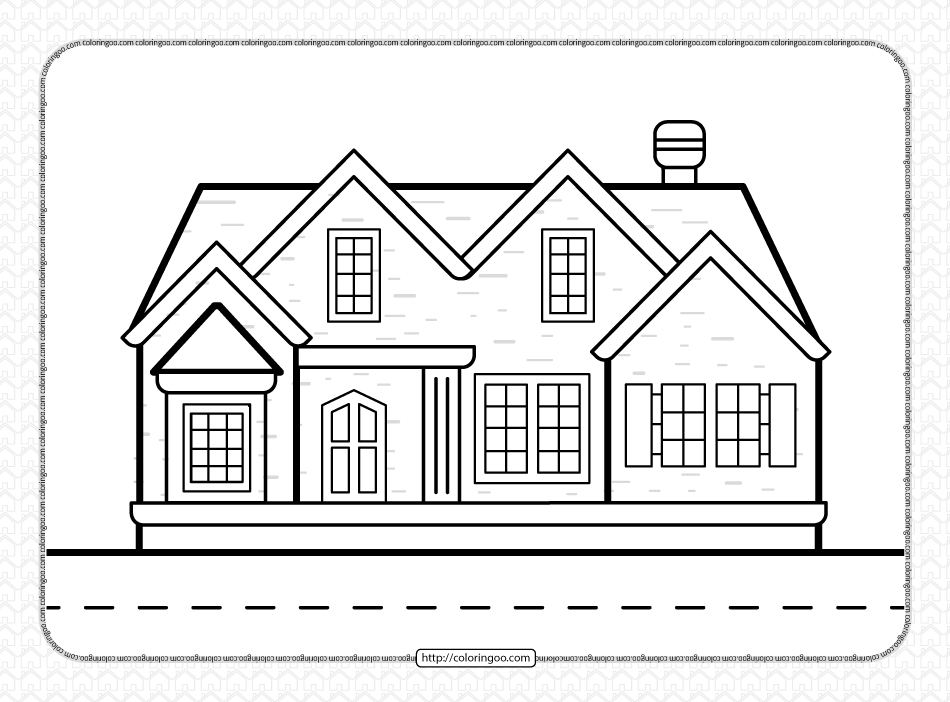 free printable family house coloring page