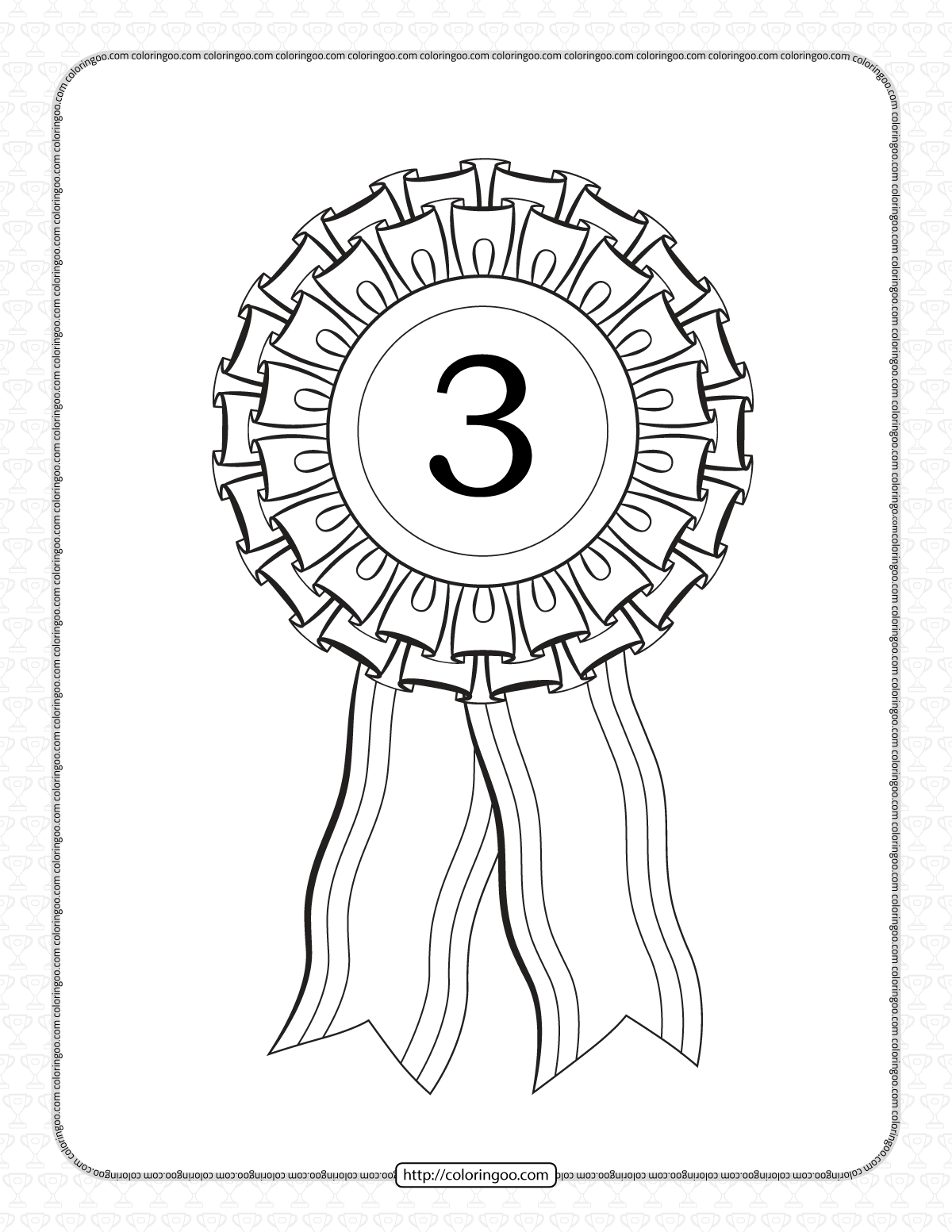 free printable third place rosette ribbon pdf sheet