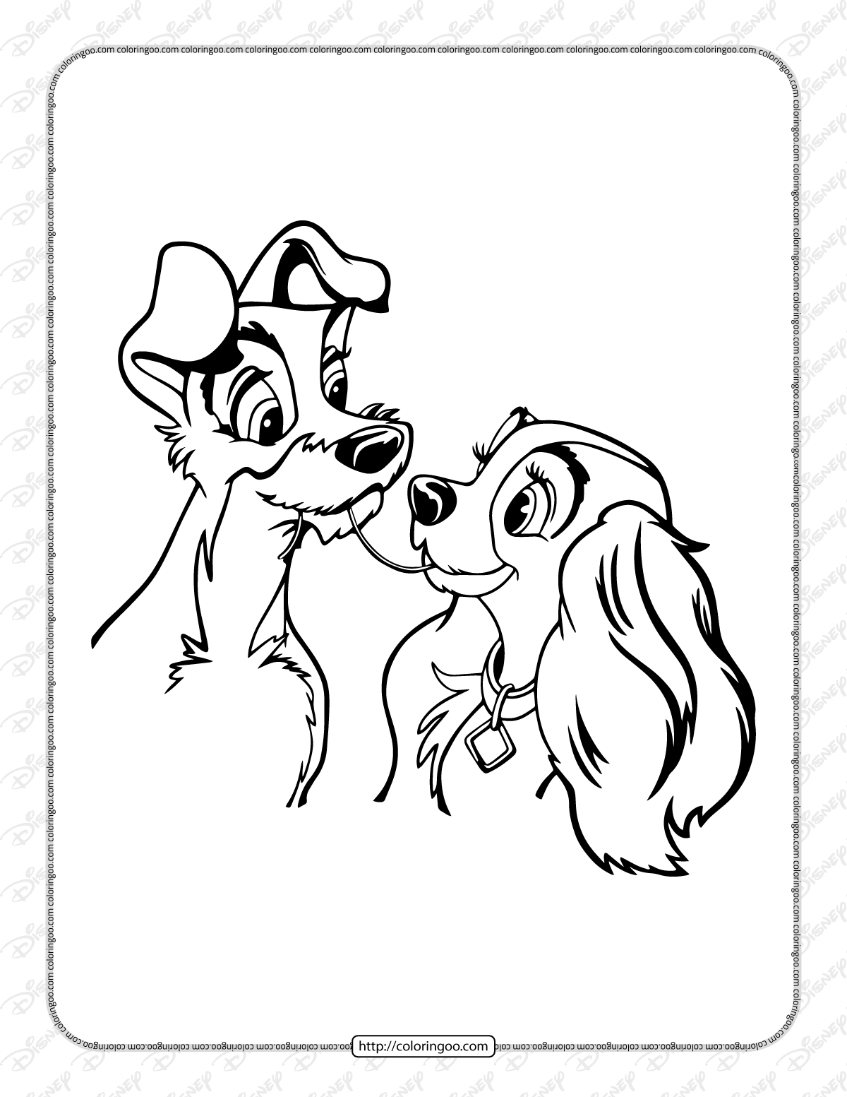 lady and the tramp pdf coloring book for kids