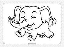 printable cute elephant coloring page for kids