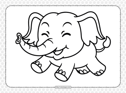 printable cute elephant coloring page for kids