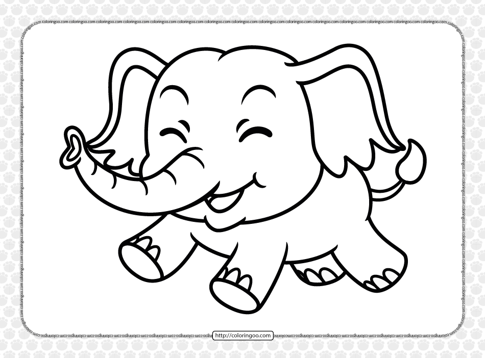 Printable Cute Elephant Coloring Page for Kids