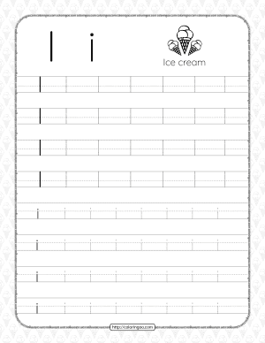 Printable Dotted Letter I Tracing Pdf Worksheet