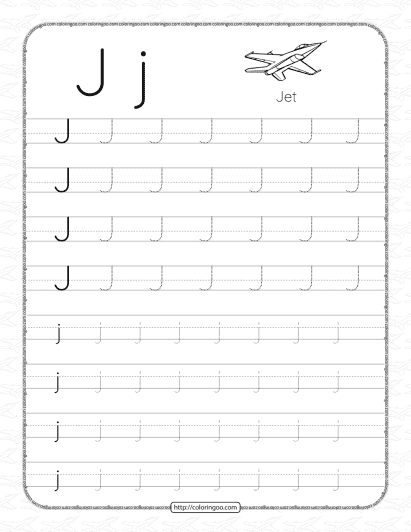 printable dotted letter j tracing pdf worksheet