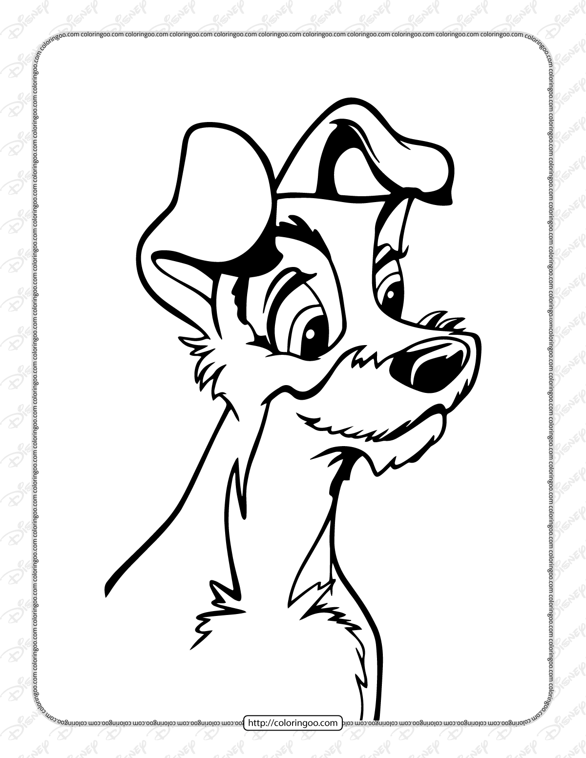 printable lady and the tramp pdf coloring book