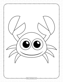 Printable Little Cute Crab Pdf Coloring Page