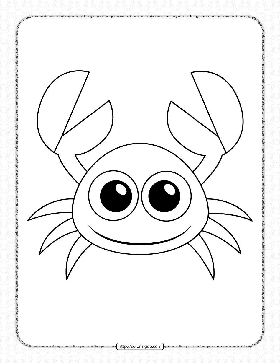 printable little cute crab pdf coloring page